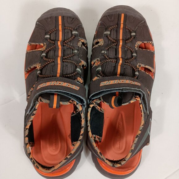 Skechers Relix Trophix Boys Sandals Brown & Orange Outdoor Sandals Size 5 92189L - Picture 7 of 8